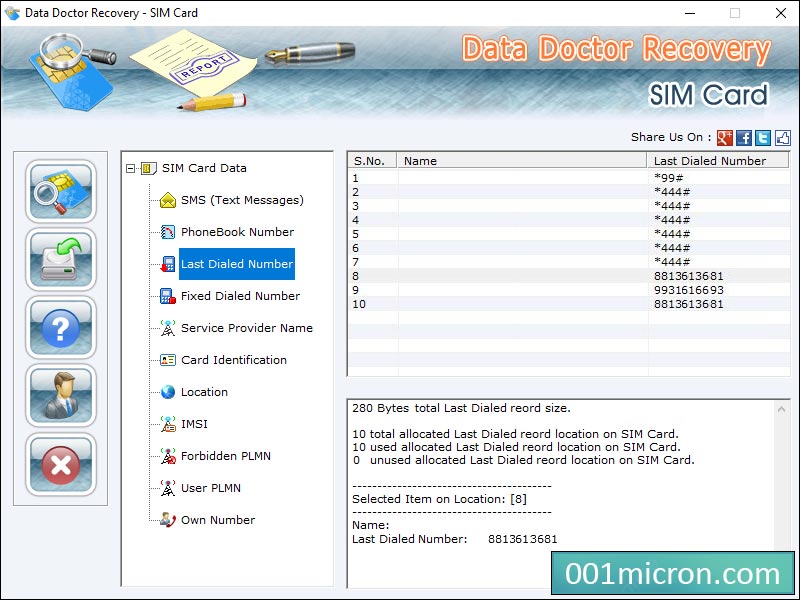 001Micron Sim Card Data Rescue Tool screen shot